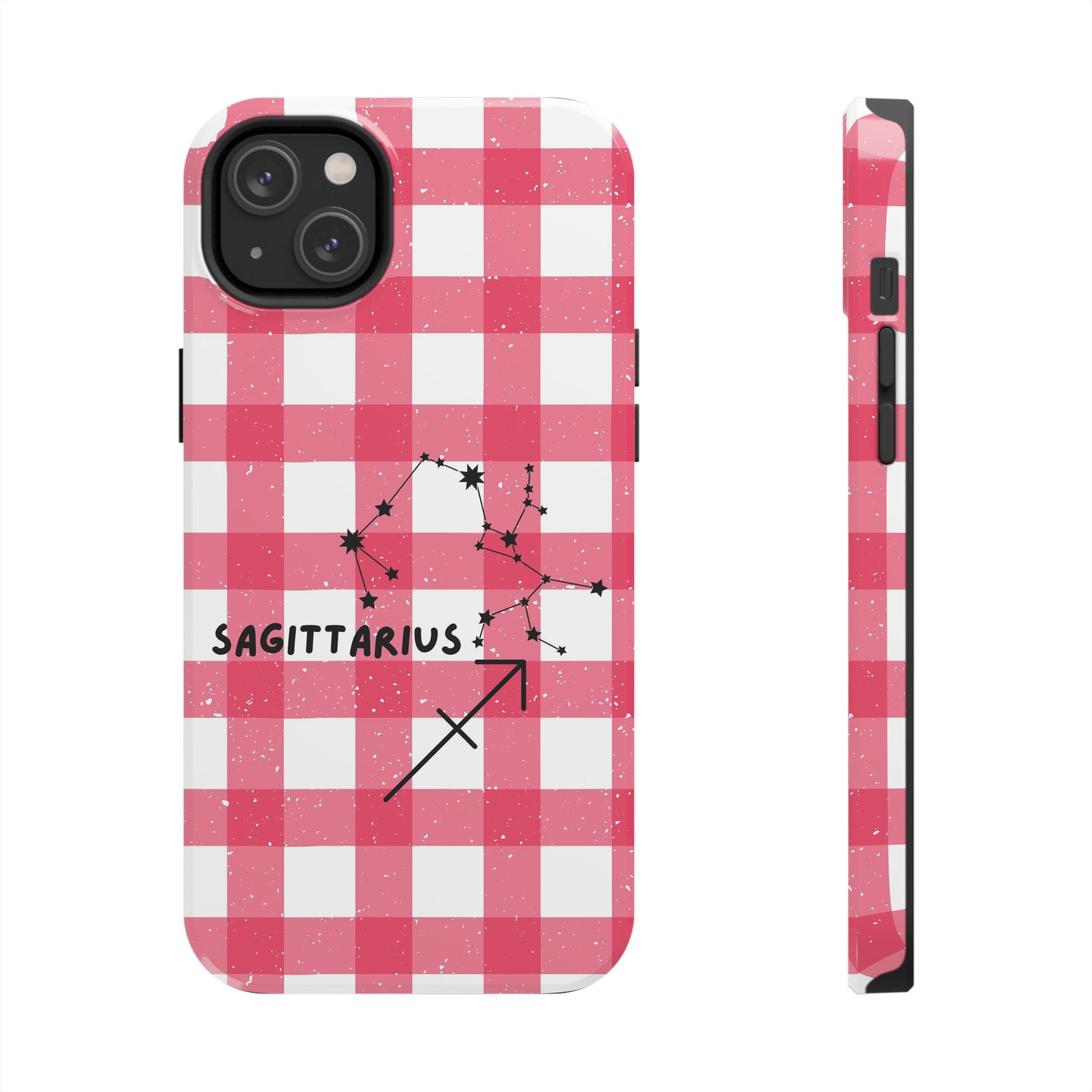 Sagittarius Constellation Phone Case | Pink Gingham Tough Phone Case