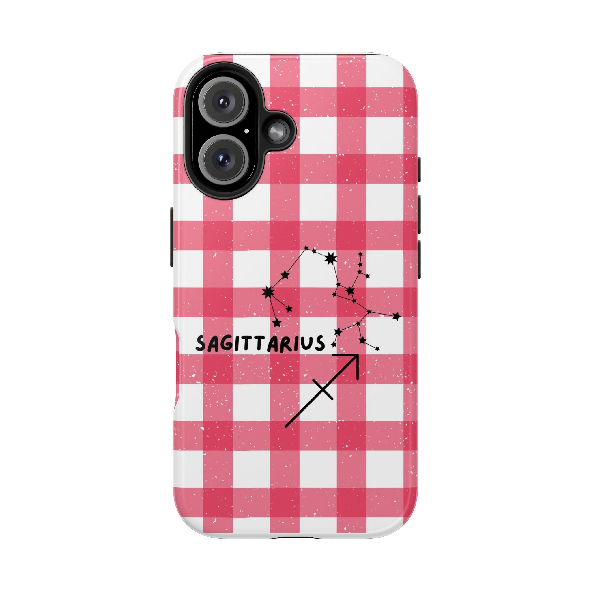 Sagittarius Constellation Phone Case | Pink Gingham Tough Phone Case