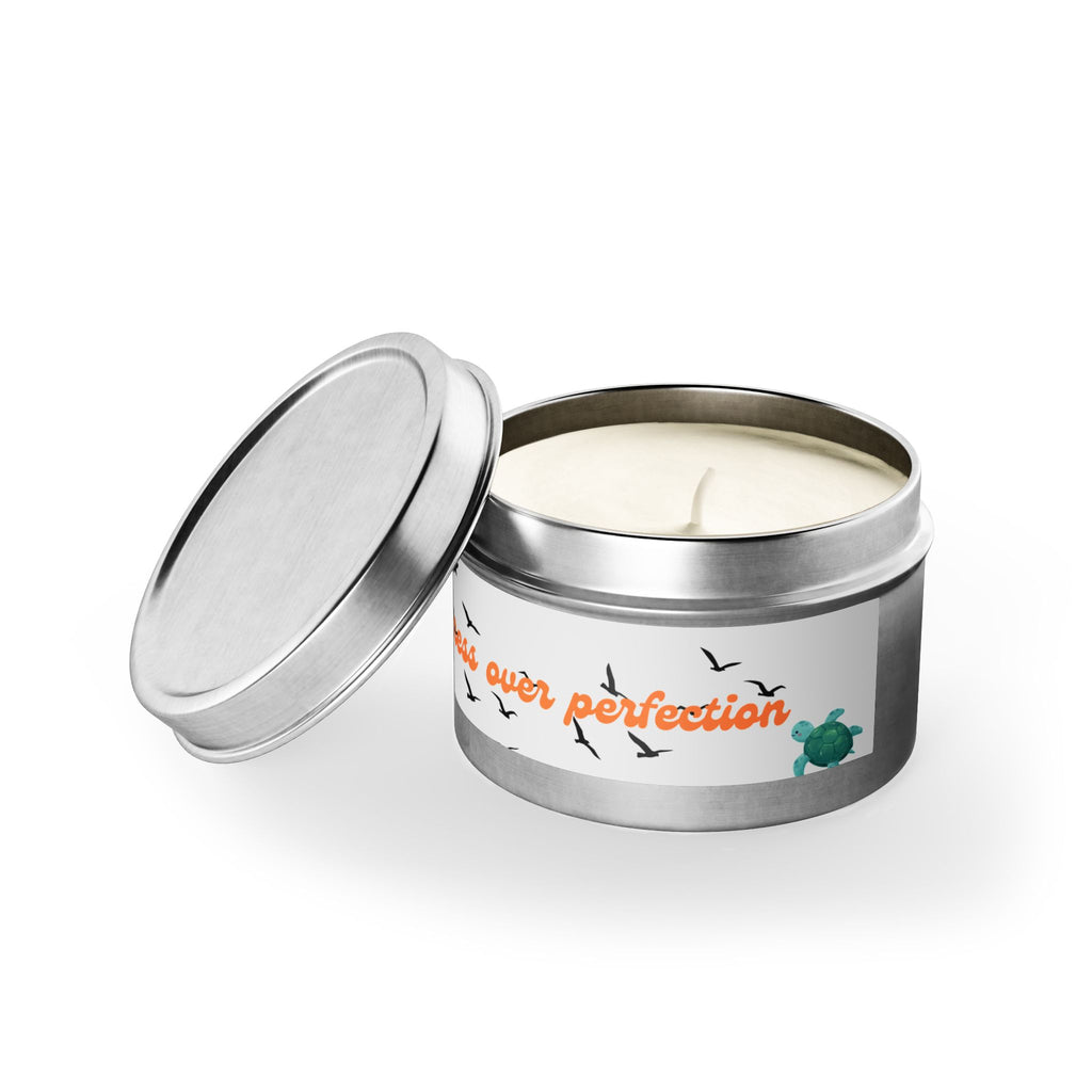 Tin Candle — “Progress Over Perfection” Motivational Scented Tin Candle