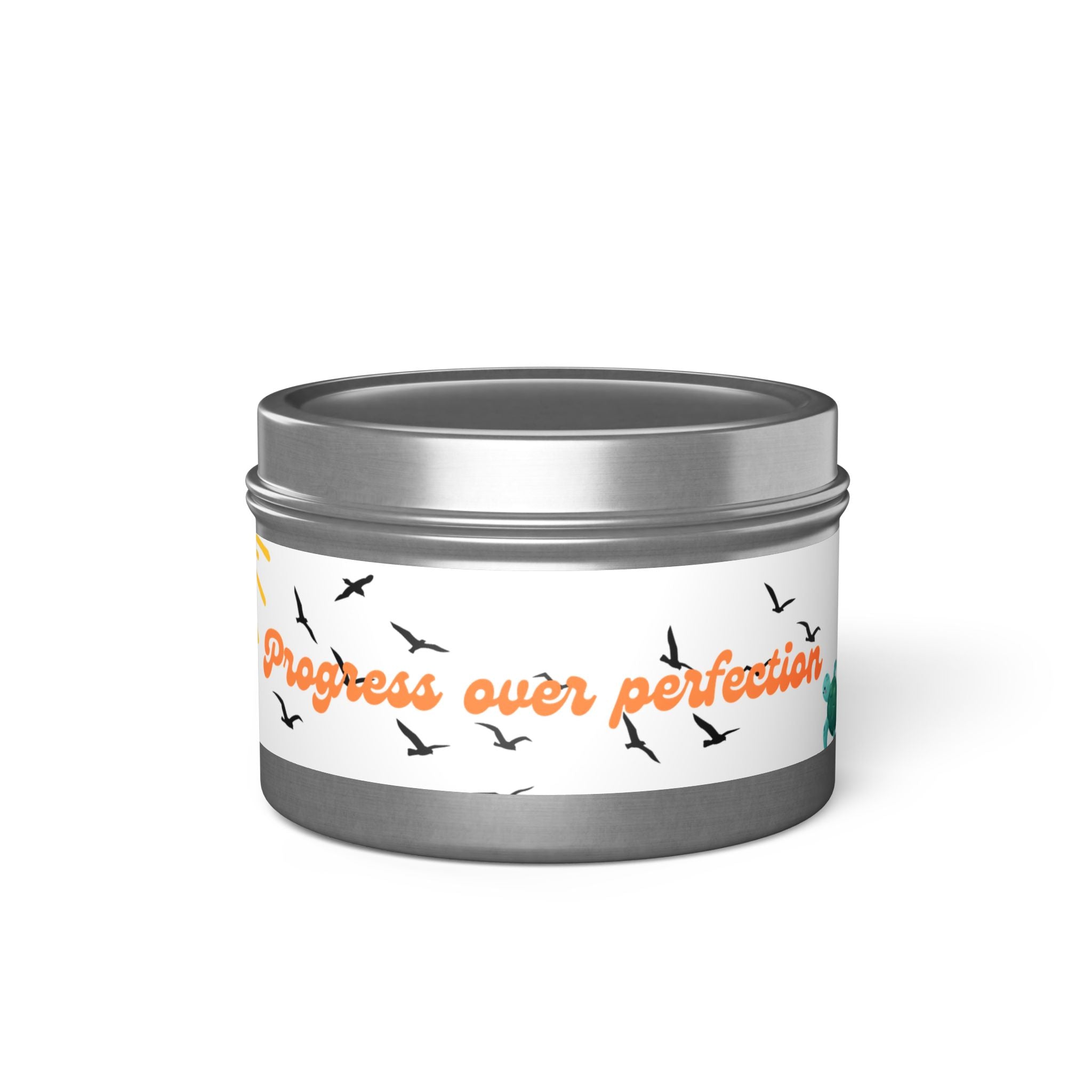 Tin Candle — “Progress Over Perfection” Motivational Scented Tin Candle