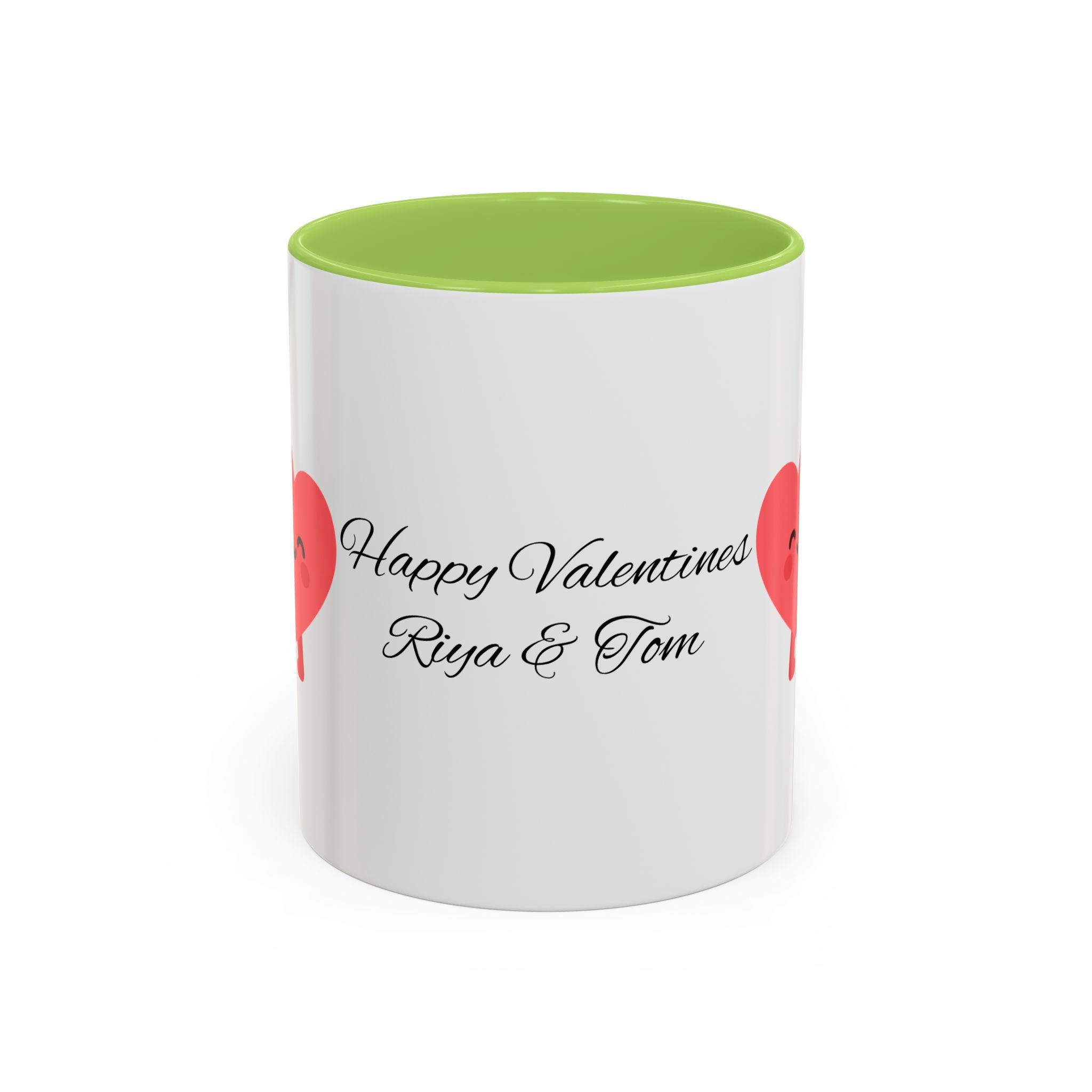 Personalized Valentine Coffee Mug — Custom Name Accent Mug with Hearts (11/15oz)