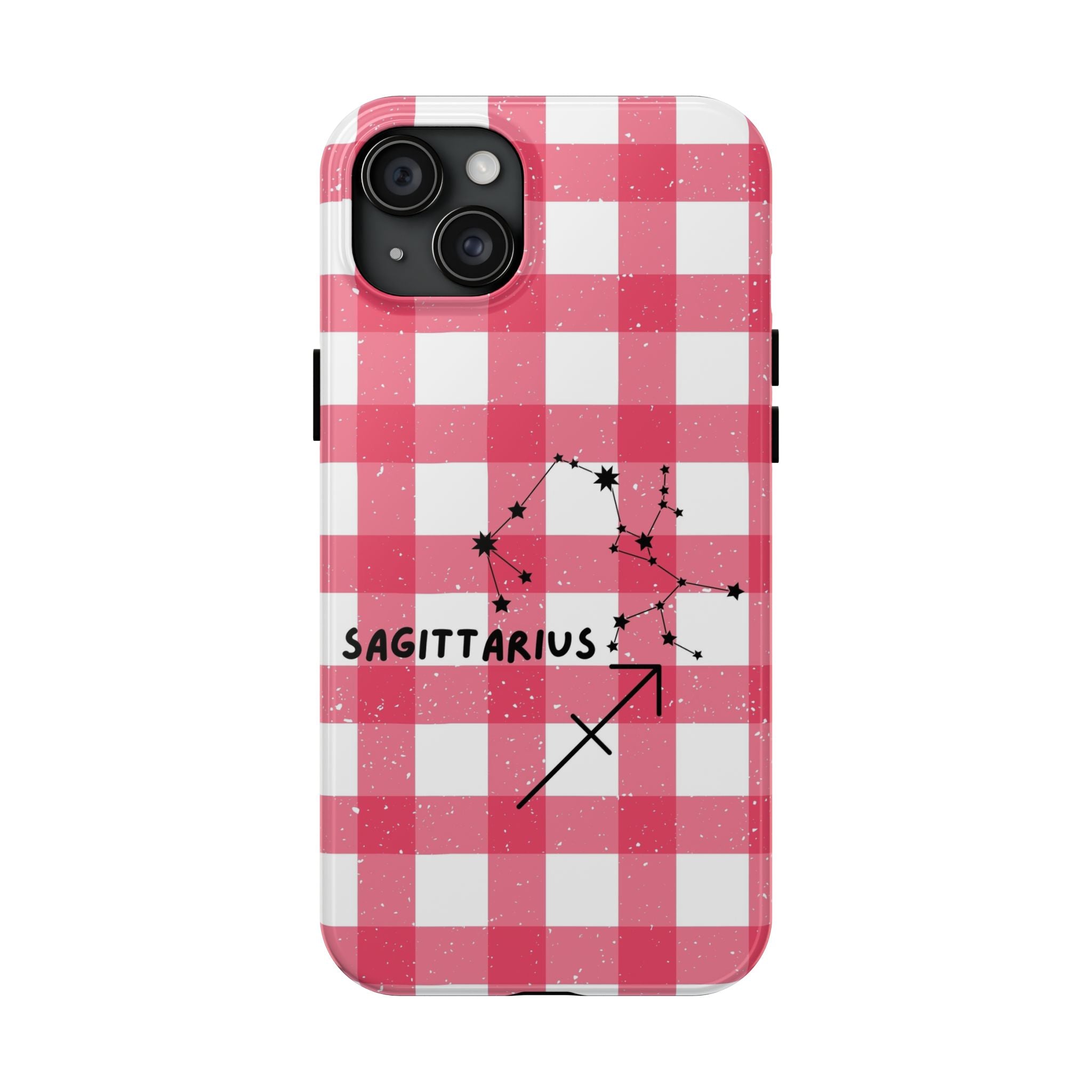 Sagittarius Constellation Phone Case | Pink Gingham Tough Phone Case