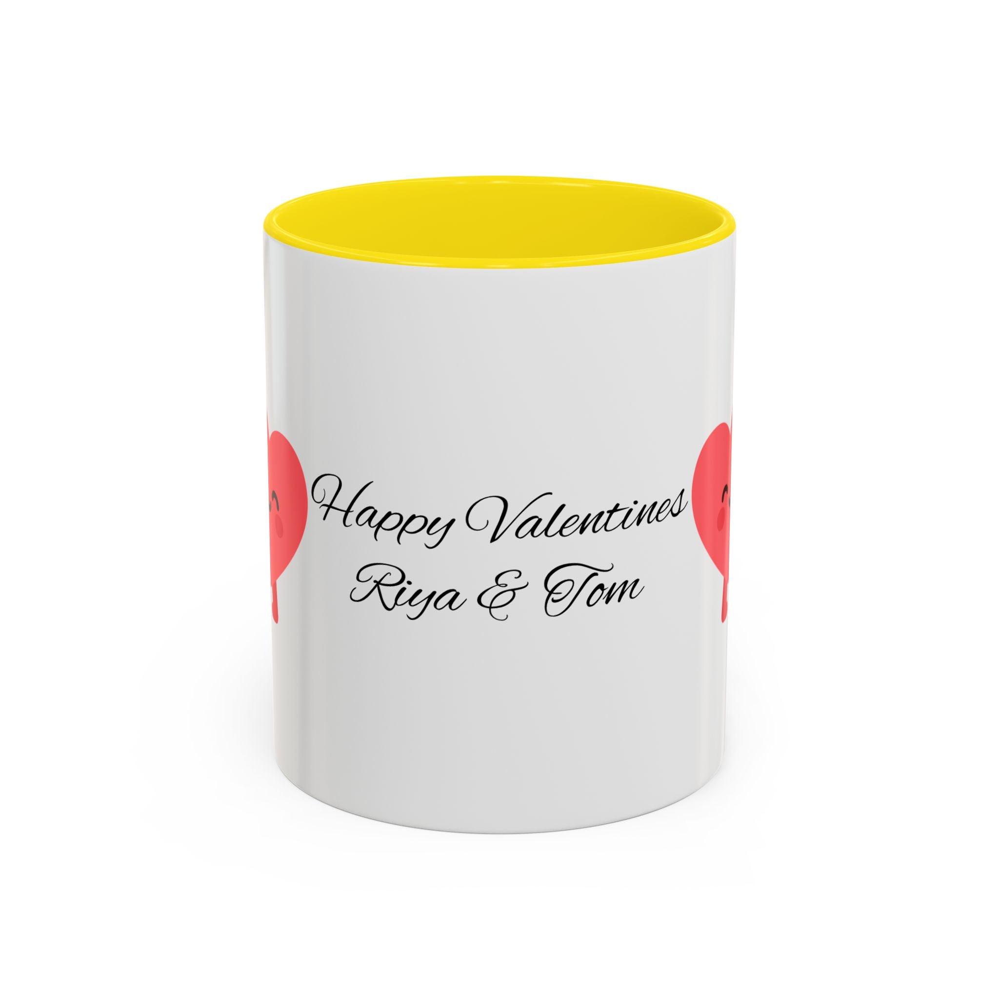 Personalized Valentine Coffee Mug — Custom Name Accent Mug with Hearts (11/15oz)