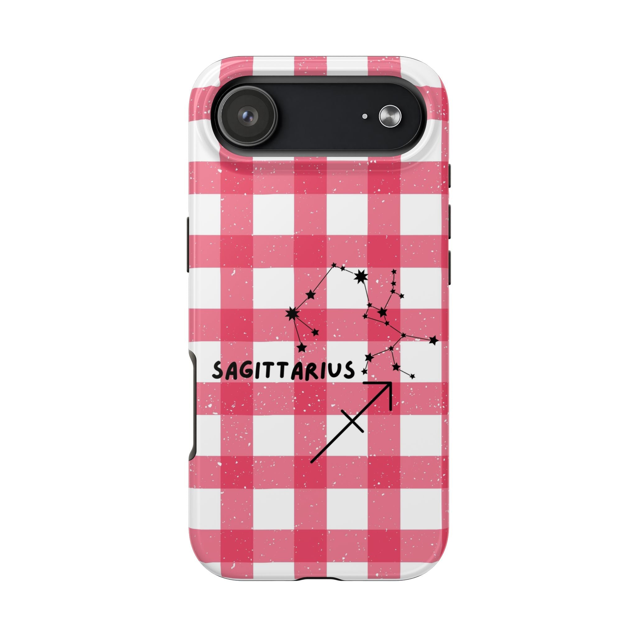 Sagittarius Constellation Phone Case | Pink Gingham Tough Phone Case
