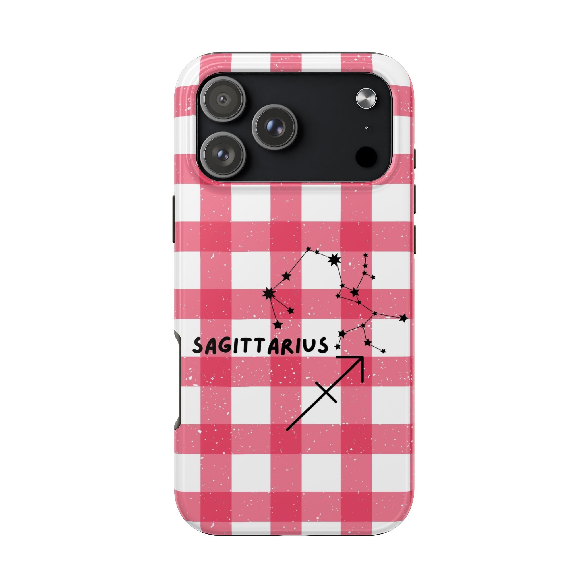Sagittarius Constellation Phone Case | Pink Gingham Tough Phone Case