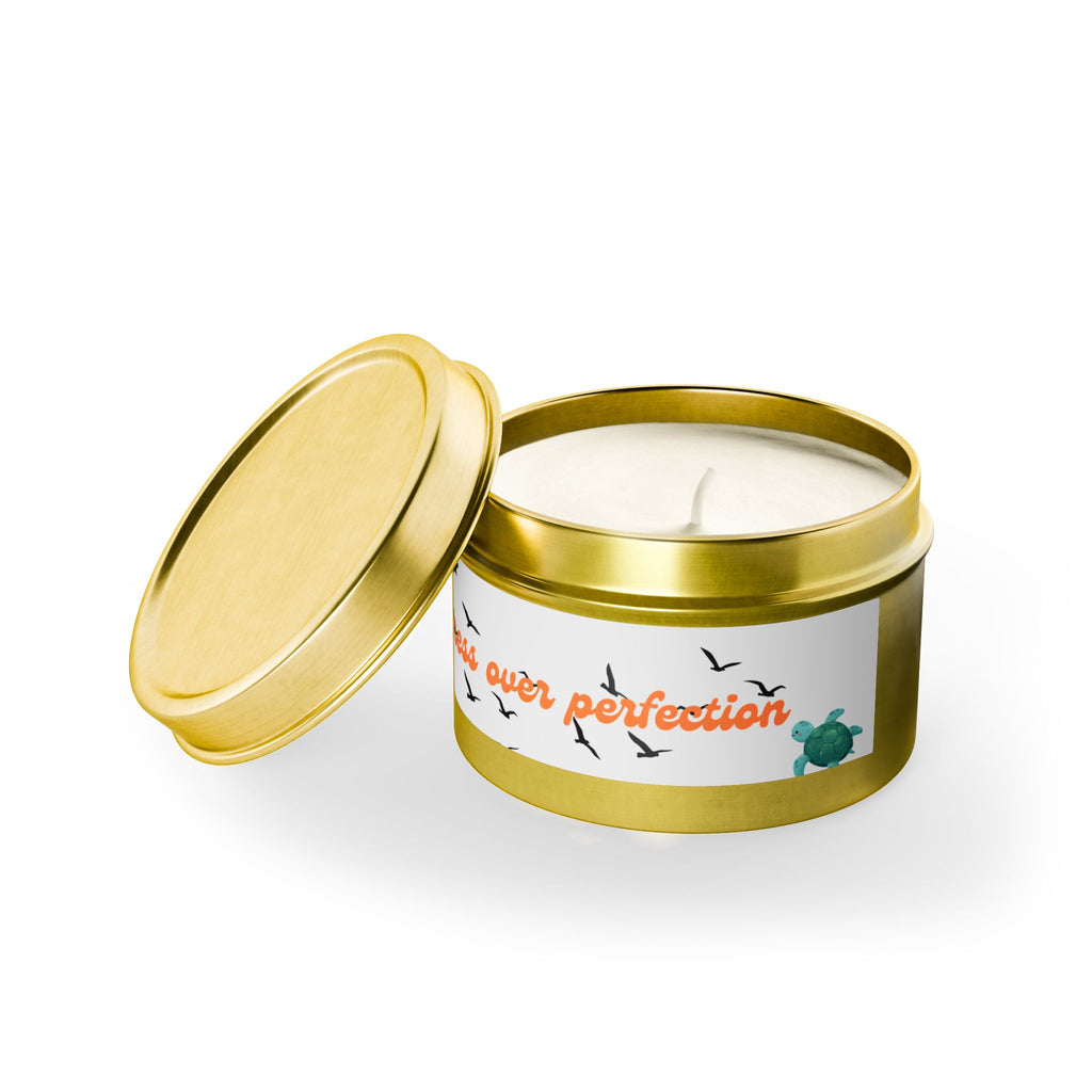Tin Candle — “Progress Over Perfection” Motivational Scented Tin Candle