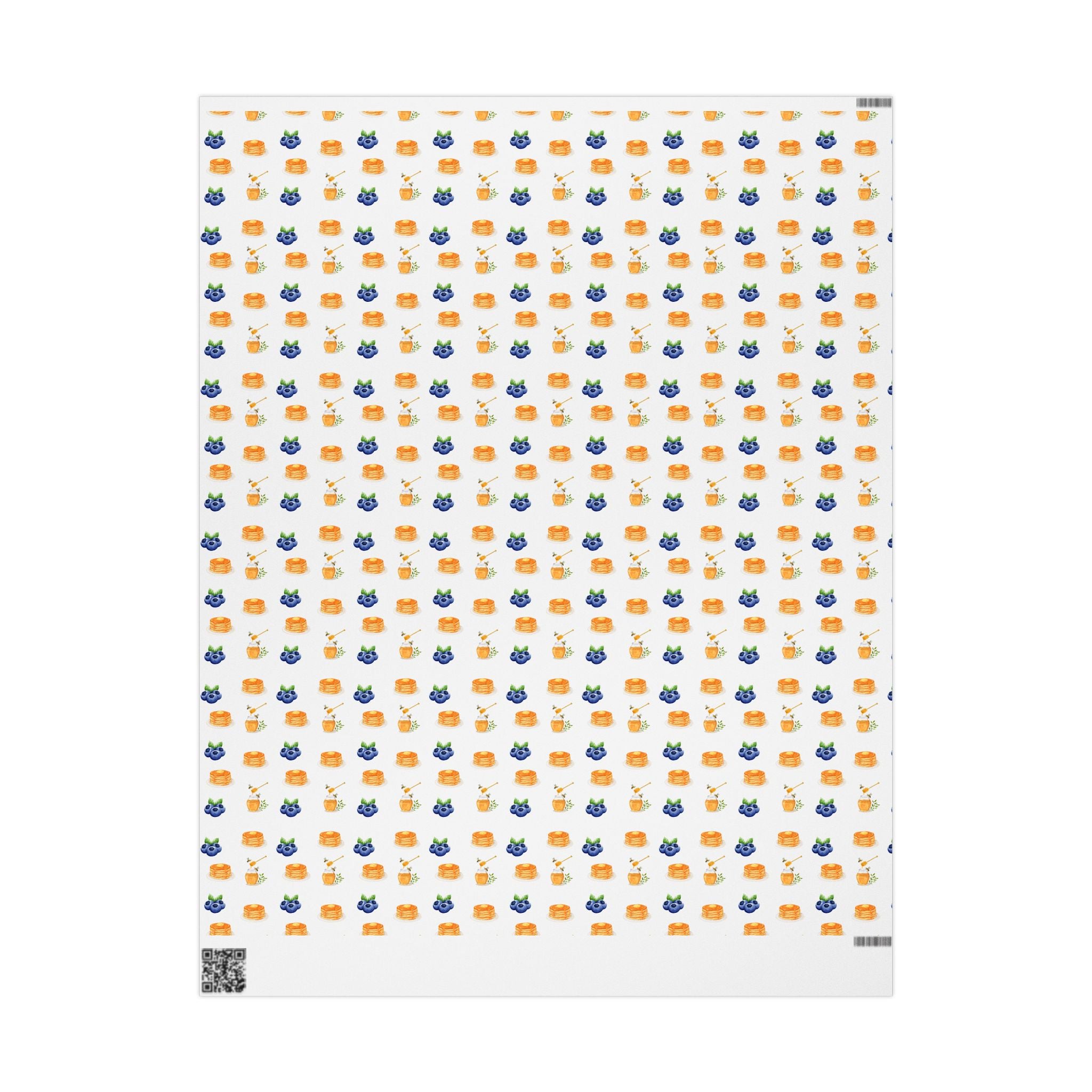 Pancake Pattern Wrapping Paper - Honey & Blueberry Gift Wrap (Cute Aesthetic)