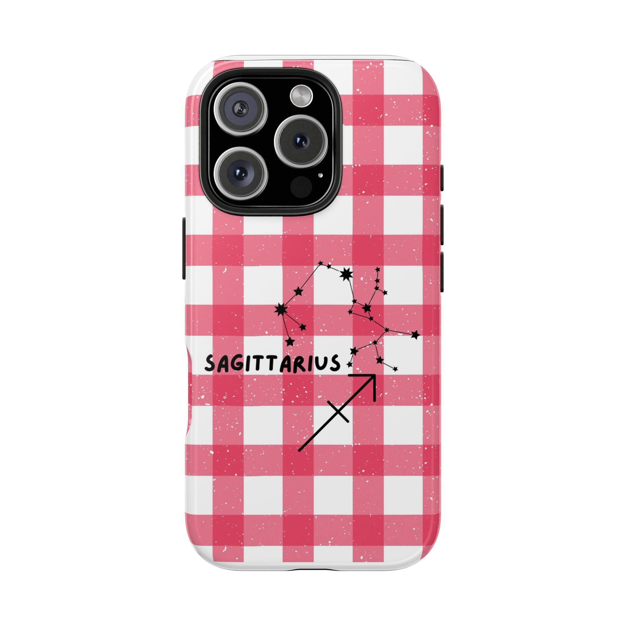 Sagittarius Constellation Phone Case | Pink Gingham Tough Phone Case