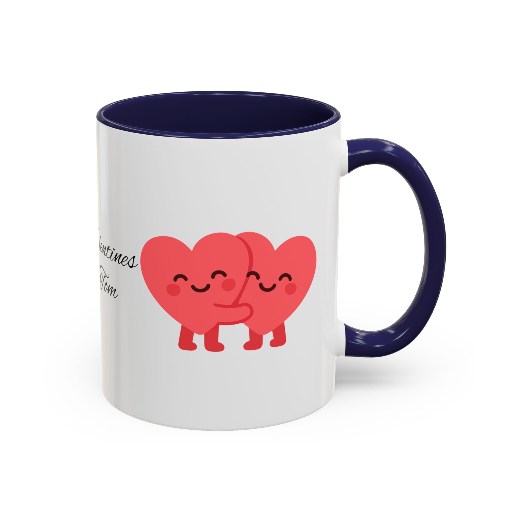 Personalized Valentine Coffee Mug — Custom Name Accent Mug with Hearts (11/15oz)