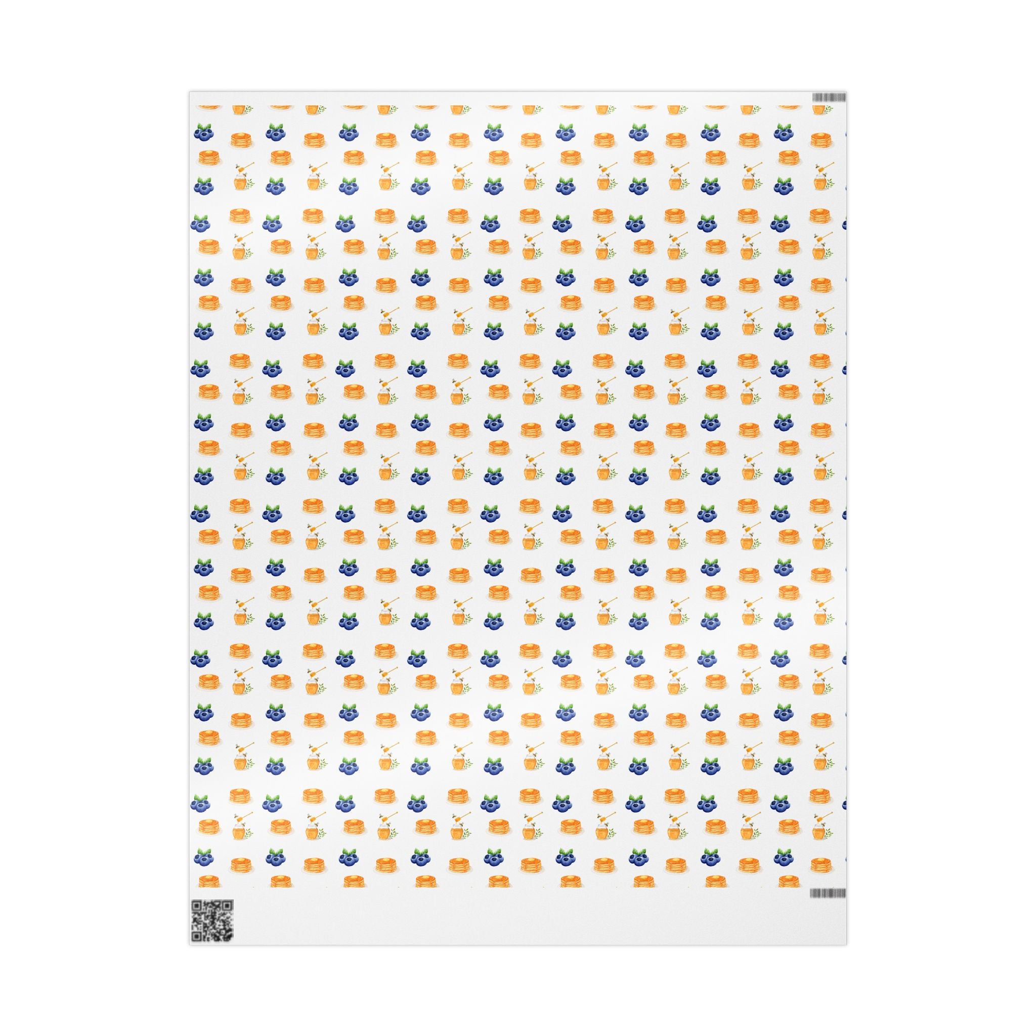Pancake Pattern Wrapping Paper - Honey & Blueberry Gift Wrap (Cute Aesthetic)