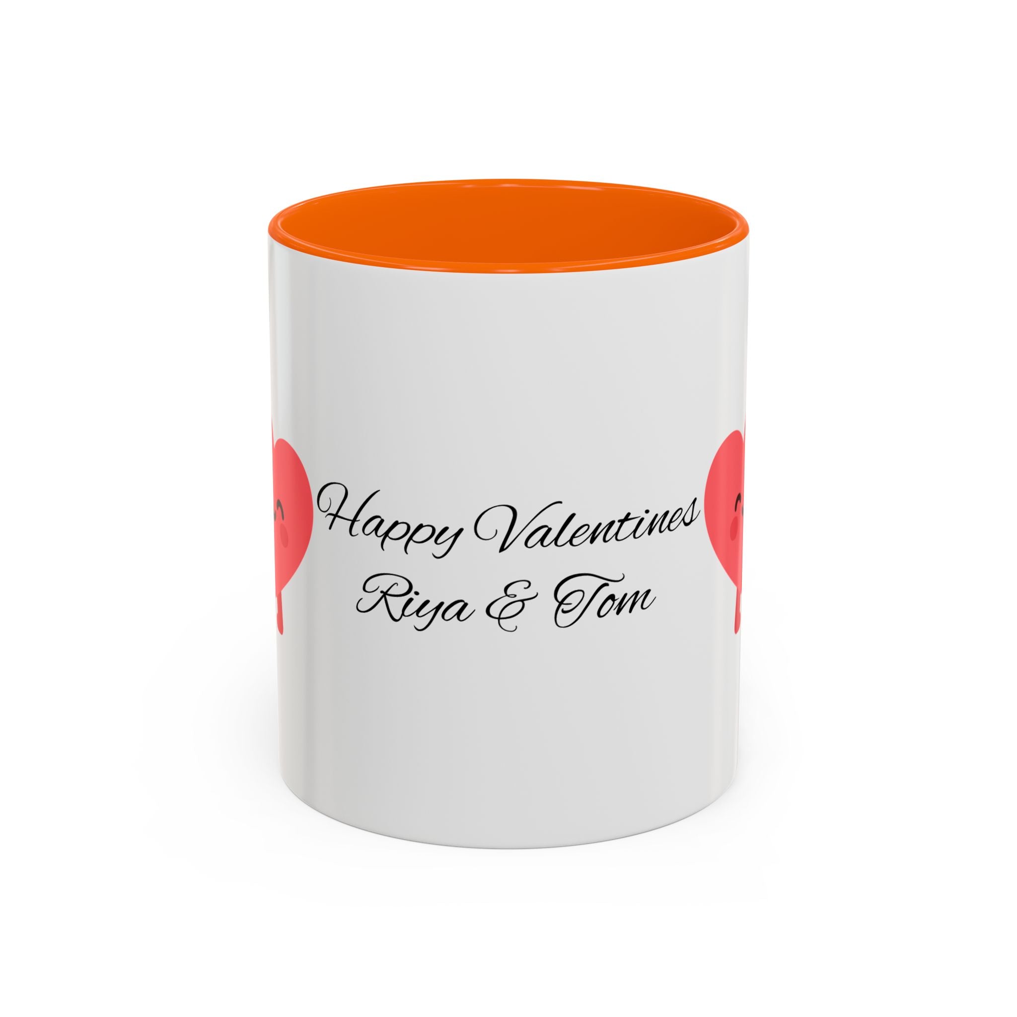Personalized Valentine Coffee Mug — Custom Name Accent Mug with Hearts (11/15oz)