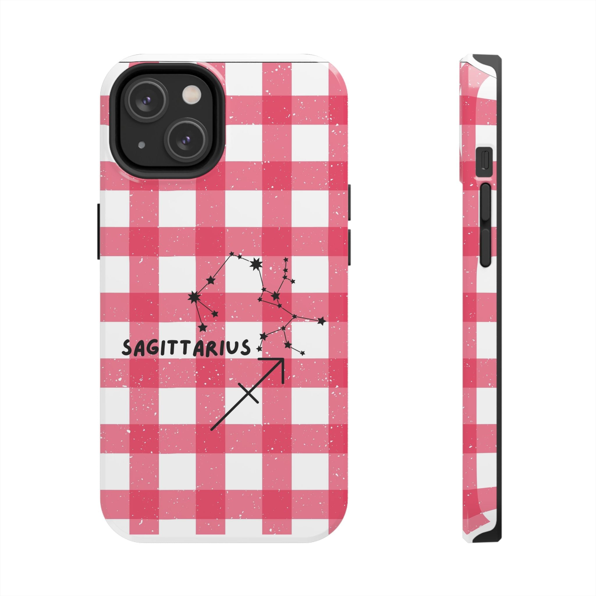 Sagittarius Constellation Phone Case | Pink Gingham Tough Phone Case