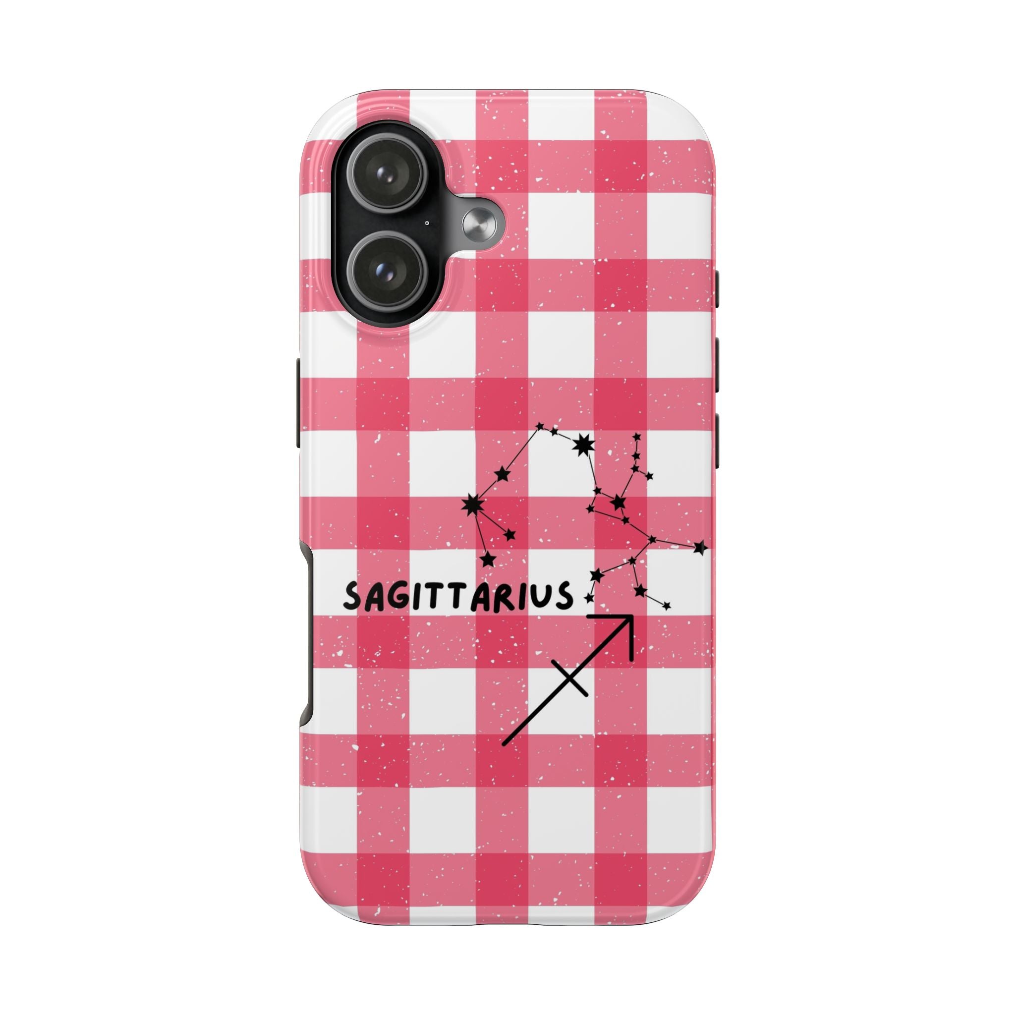 Sagittarius Constellation Phone Case | Pink Gingham Tough Phone Case