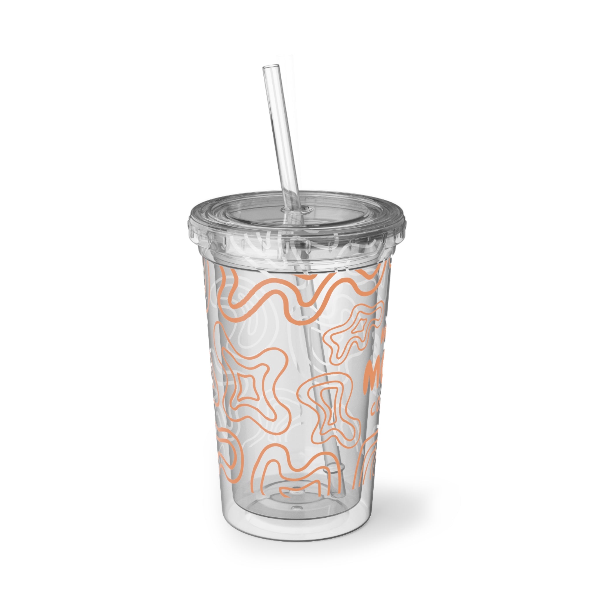 Cute Aesthetic Acrylic Tumbler — Reusable Iced Coffee Cup with Lid & Straw
