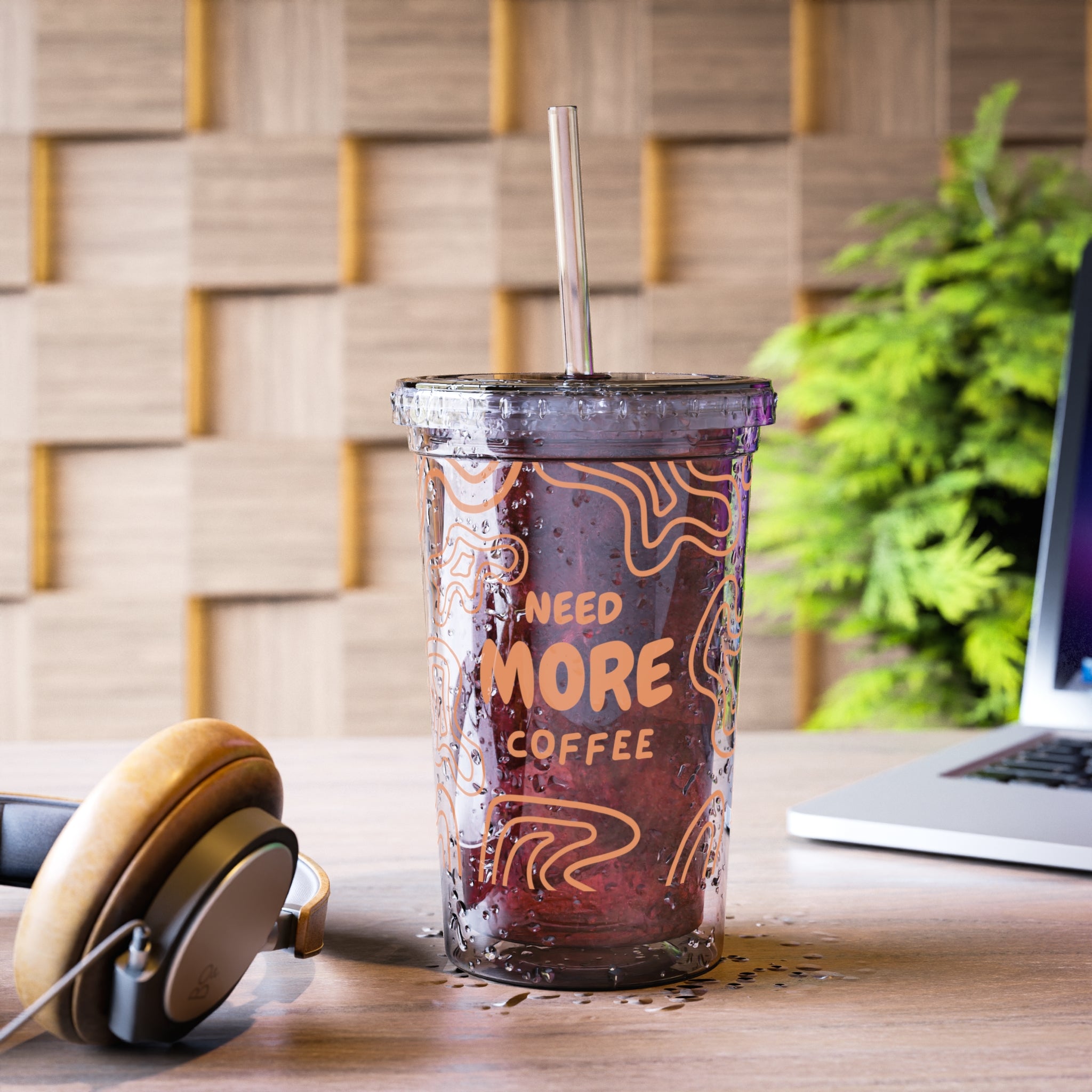 Cute Aesthetic Acrylic Tumbler — Reusable Iced Coffee Cup with Lid & Straw