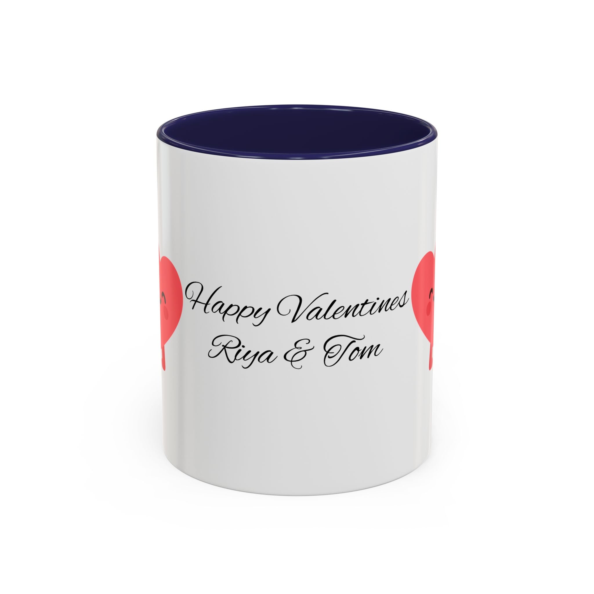 Personalized Valentine Coffee Mug — Custom Name Accent Mug with Hearts (11/15oz)