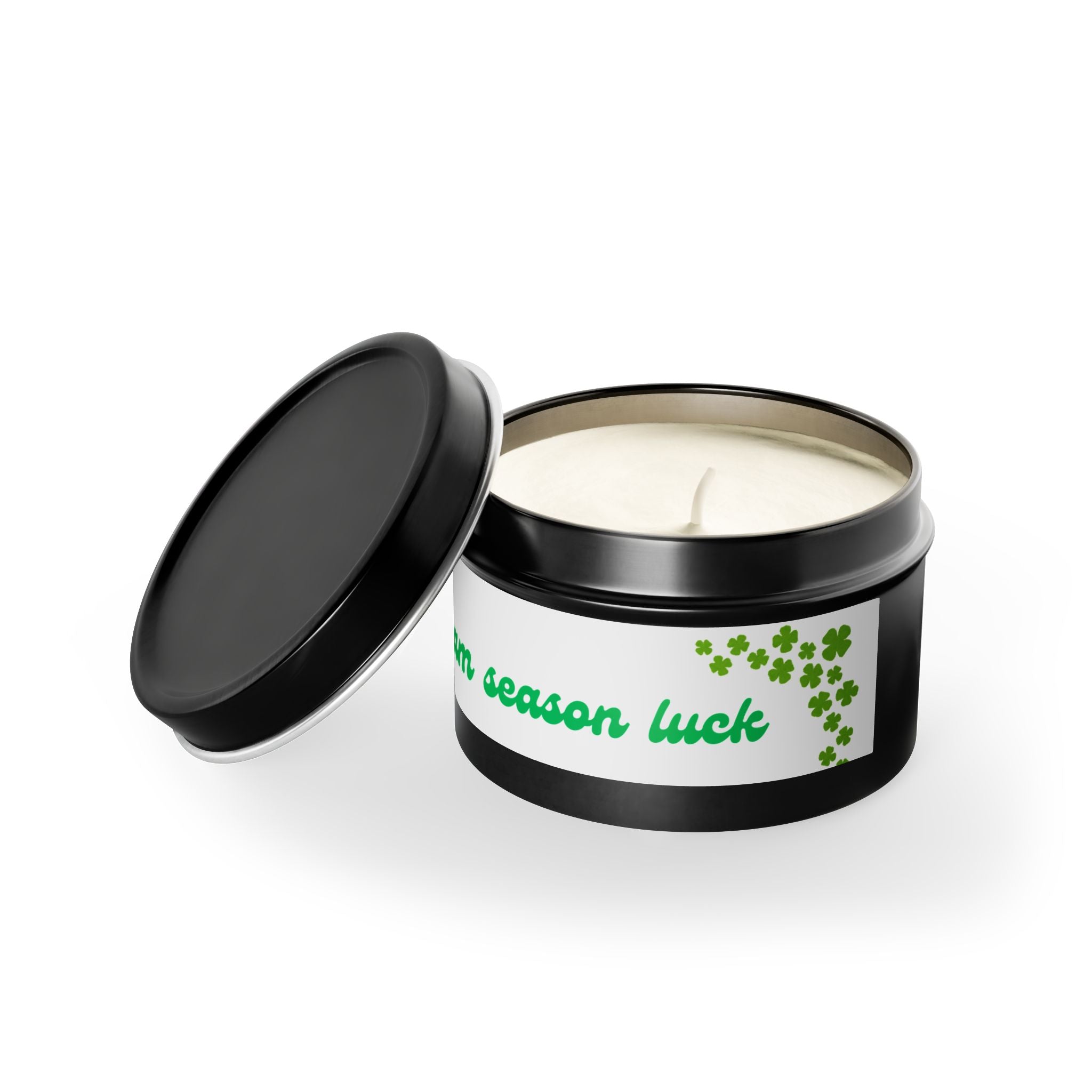 Tin Candle — "Exam Season Luck" Motivational Study Candle with Lucky Clover Design
