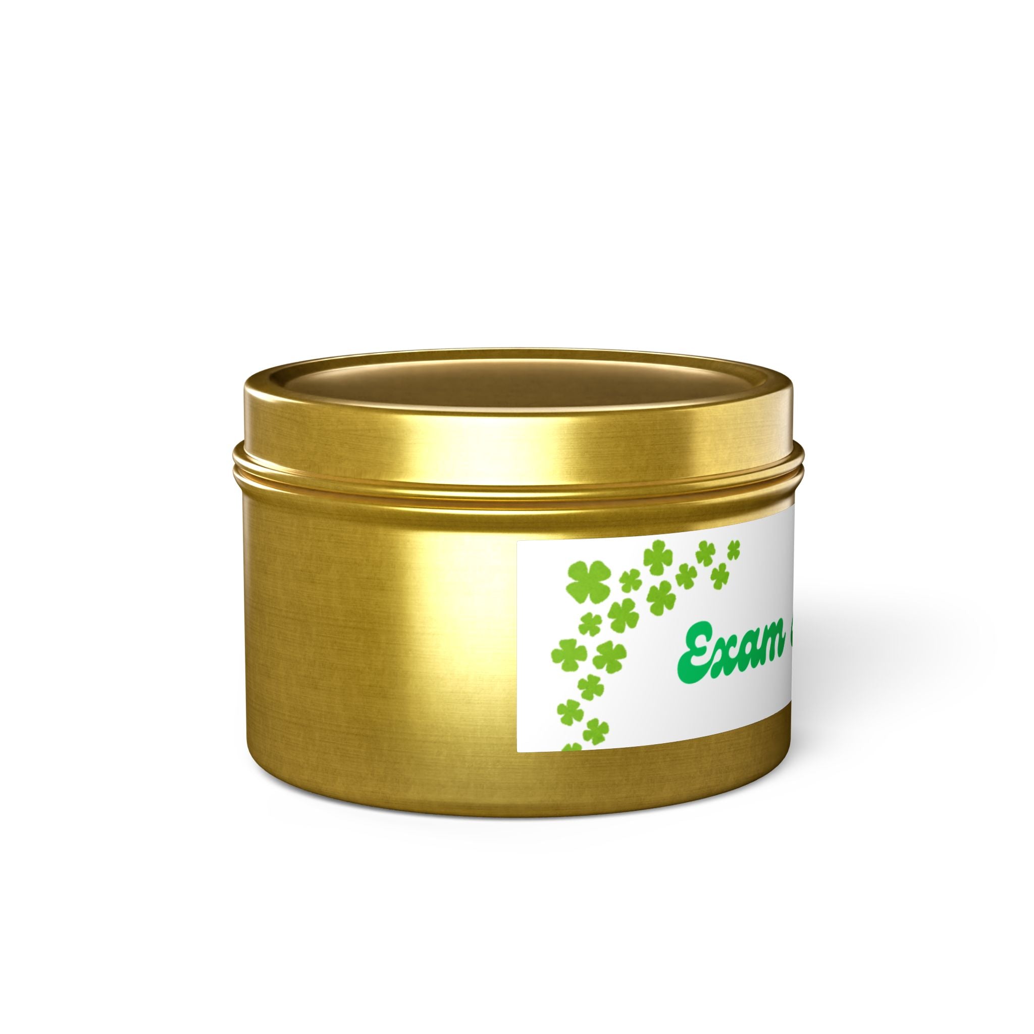 Tin Candle — "Exam Season Luck" Motivational Study Candle with Lucky Clover Design