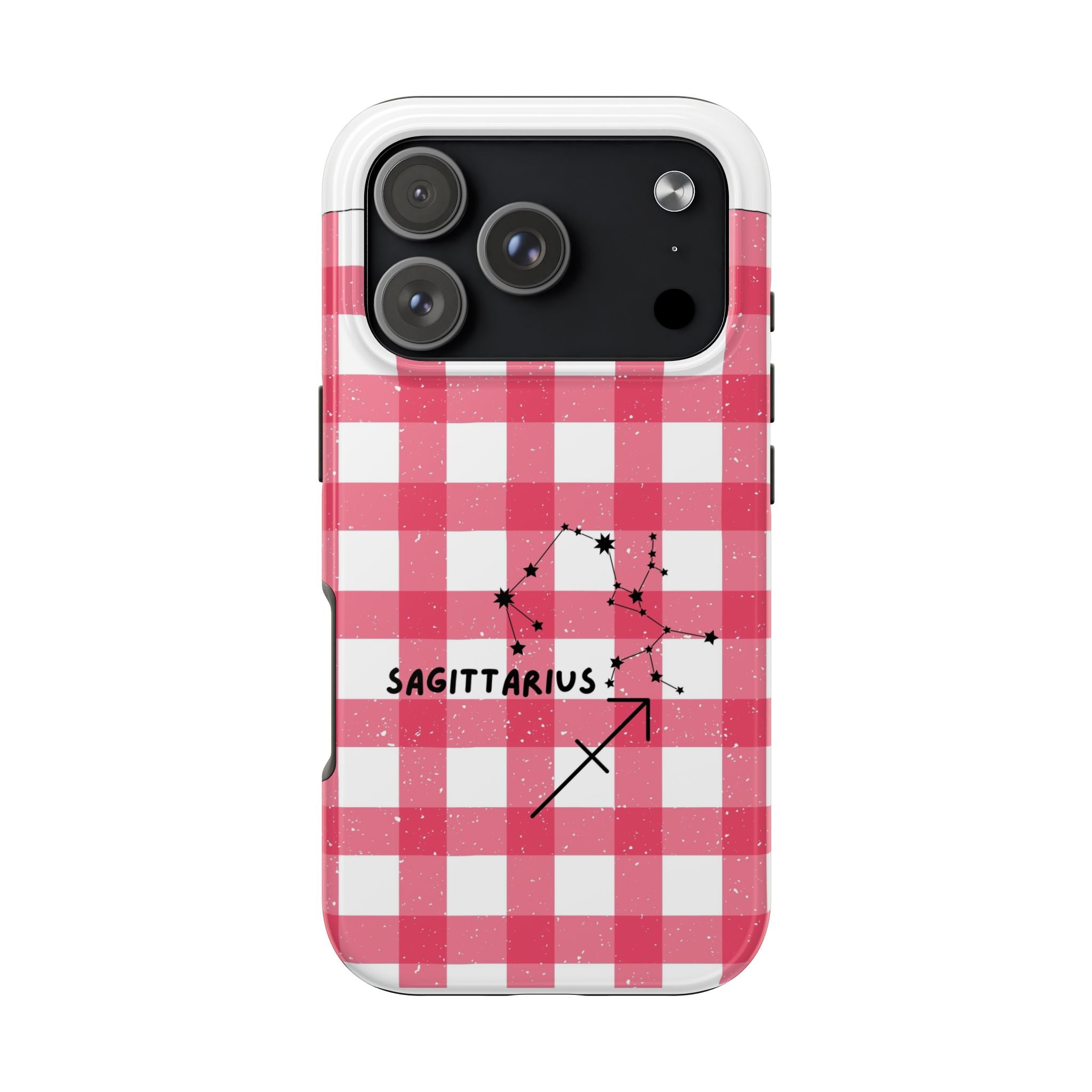 Sagittarius Constellation Phone Case | Pink Gingham Tough Phone Case