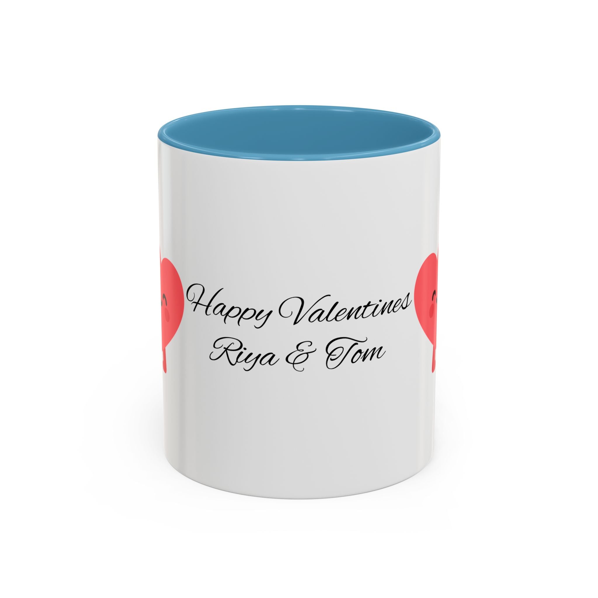 Personalized Valentine Coffee Mug — Custom Name Accent Mug with Hearts (11/15oz)