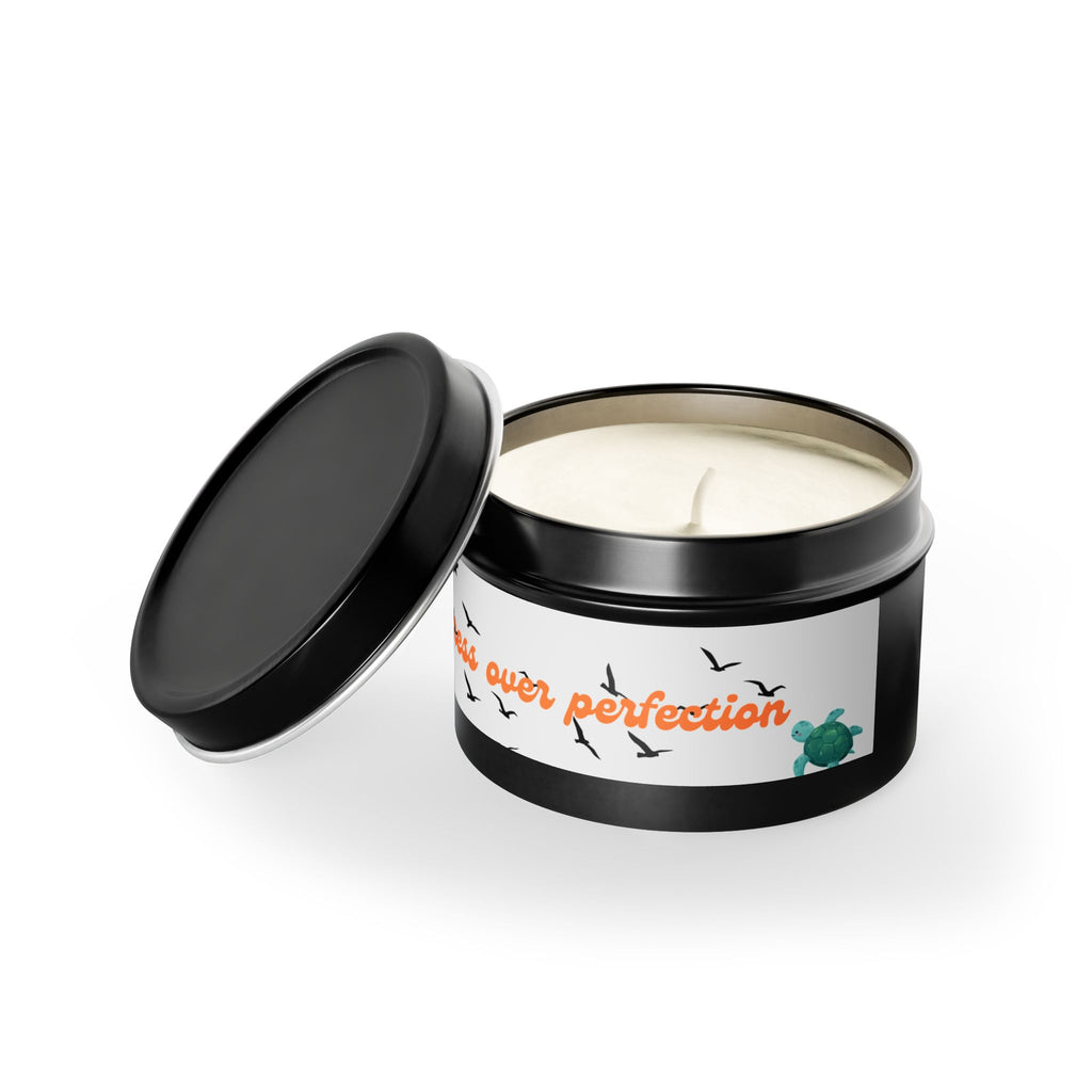 Tin Candle — “Progress Over Perfection” Motivational Scented Tin Candle