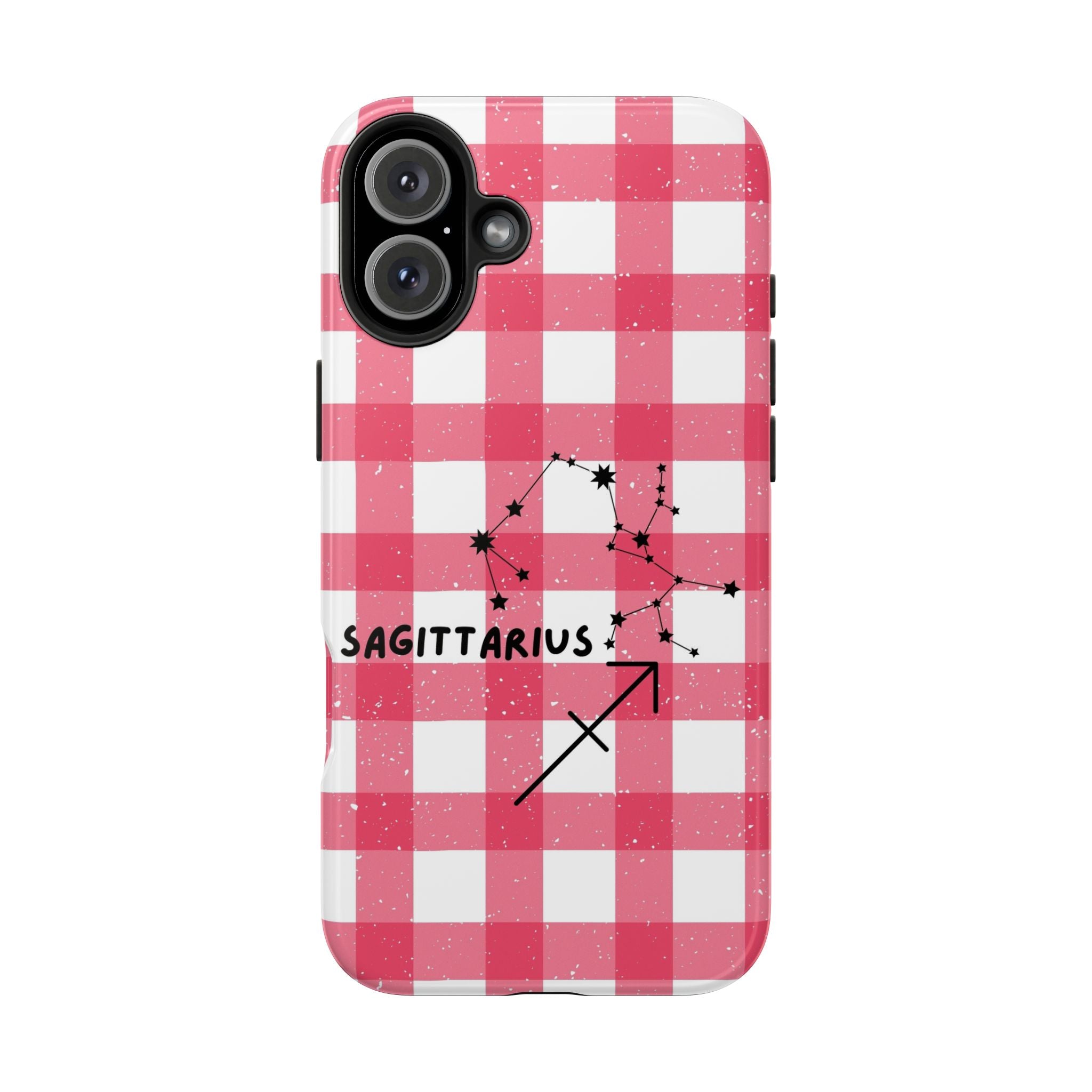 Sagittarius Constellation Phone Case | Pink Gingham Tough Phone Case