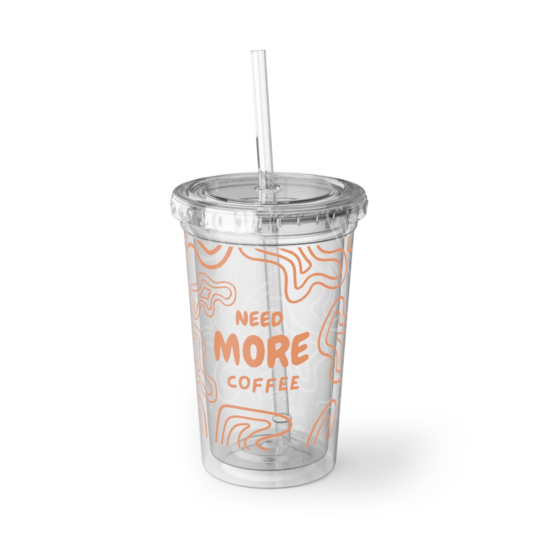 Cute Aesthetic Acrylic Tumbler — Reusable Iced Coffee Cup with Lid & Straw