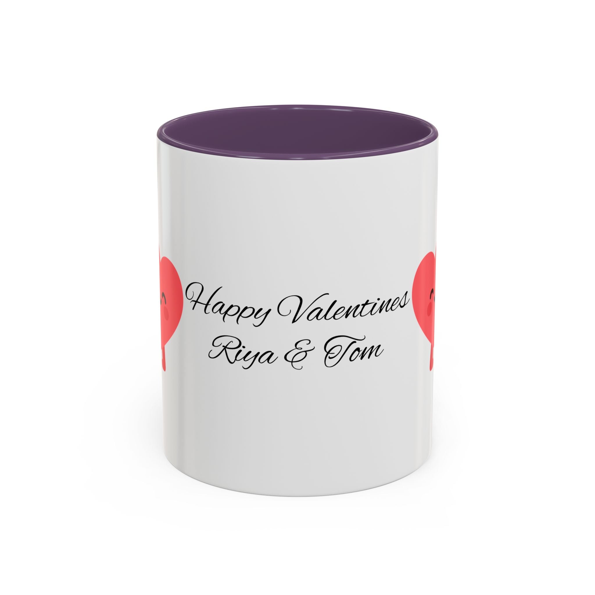 Personalized Valentine Coffee Mug — Custom Name Accent Mug with Hearts (11/15oz)