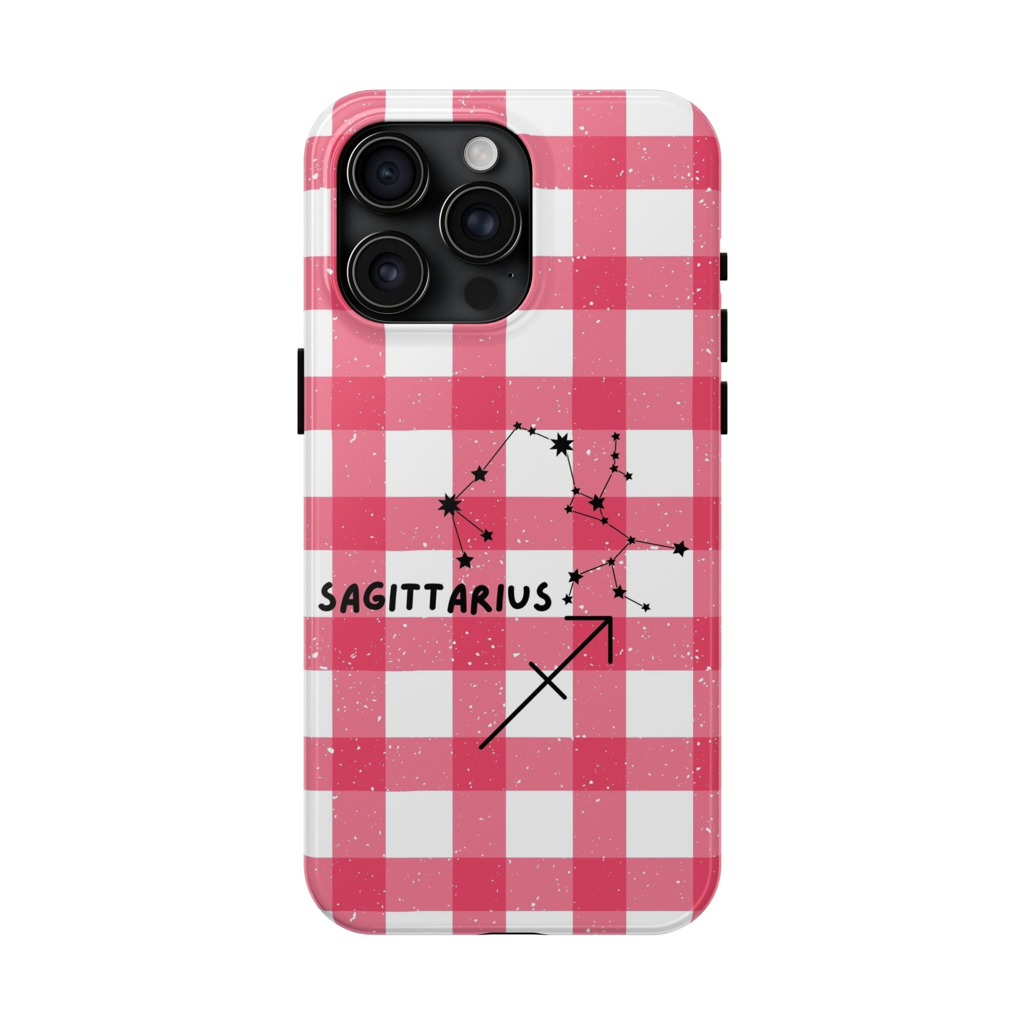 Sagittarius Constellation Phone Case | Pink Gingham Tough Phone Case